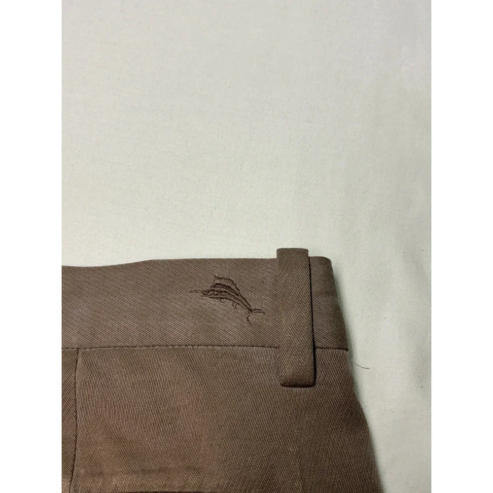 Tommy Bahama Mens 33x32 Brown Silk Cotton Blend Pleated Dress Pants Trousers